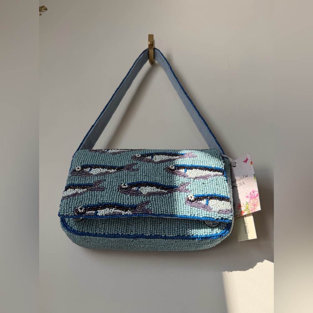 Viral sardine beaded blue shoulder bag - Picture 4 of 4